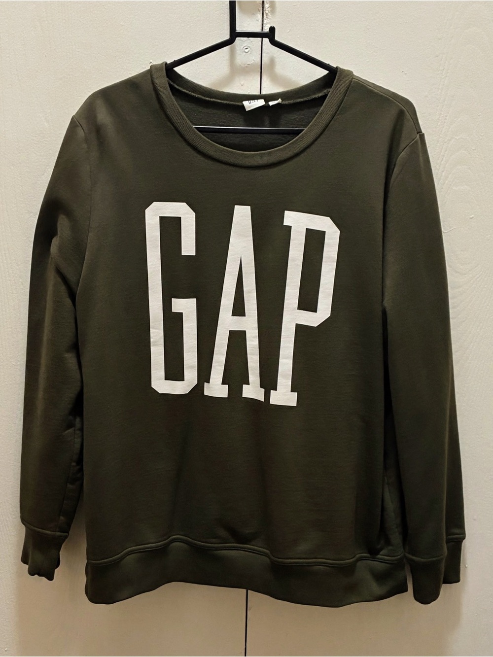 GAP Olive Green Arch Logo Pullover Crewneck Sweatshirt - Large